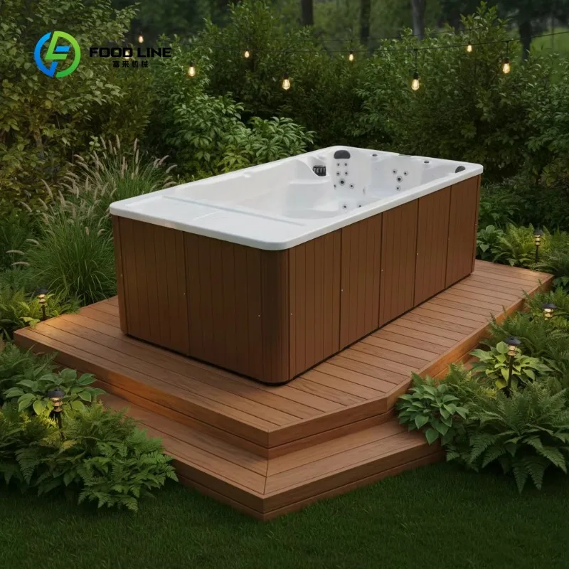 Customized Outdoor Large Swimming Pool Built-In Acrylic Material Modern Design Rectangle Shape Massage Pool
