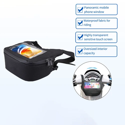 Imagen 2 del producto Bolsa Universal para manillar de motocicleta, bolsa de almacenamiento impermeable para teléfono de motocicleta con pantalla grande para Vespa, riñonera para ciclismo