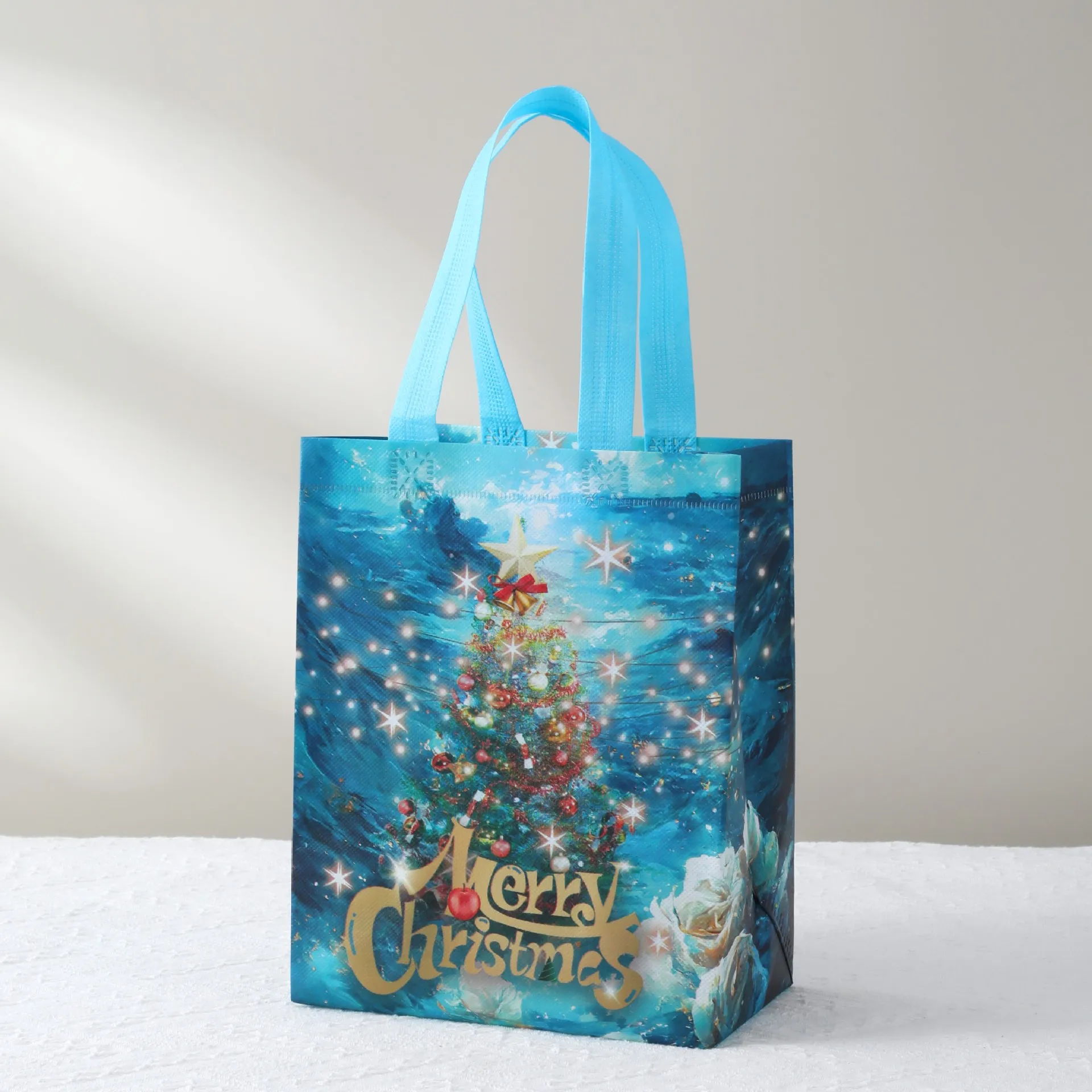 Non Woven Fabric Waterproof Gift Tote Bag Christmas Party Folding Bag Clothing Storage Bag Noel Navidad Print Package Gift Bag