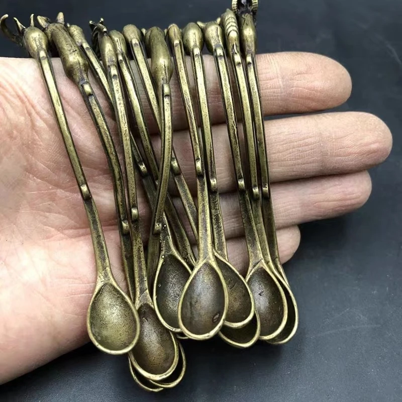 Collection: Brass Antique Miscellaneous Items, Vintage Zodiac Herbal Spoons, Set of 12
