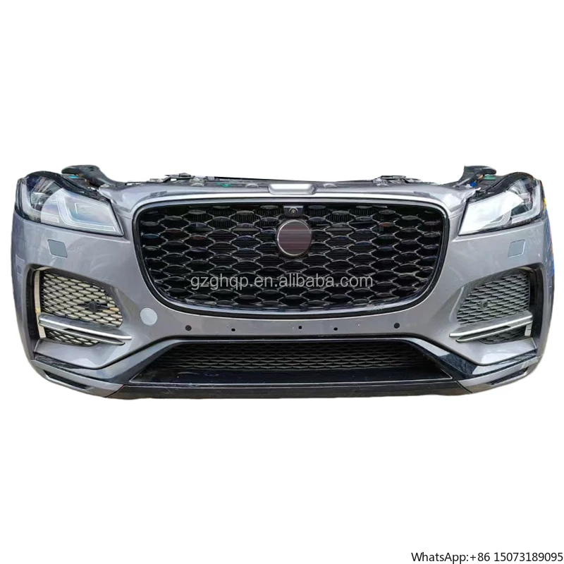 

Used Front Bumper and Grille Kit for F-Pace P250HSE, Including Cooling Fan, 2021-2023. Original Car Bumper and Grille.