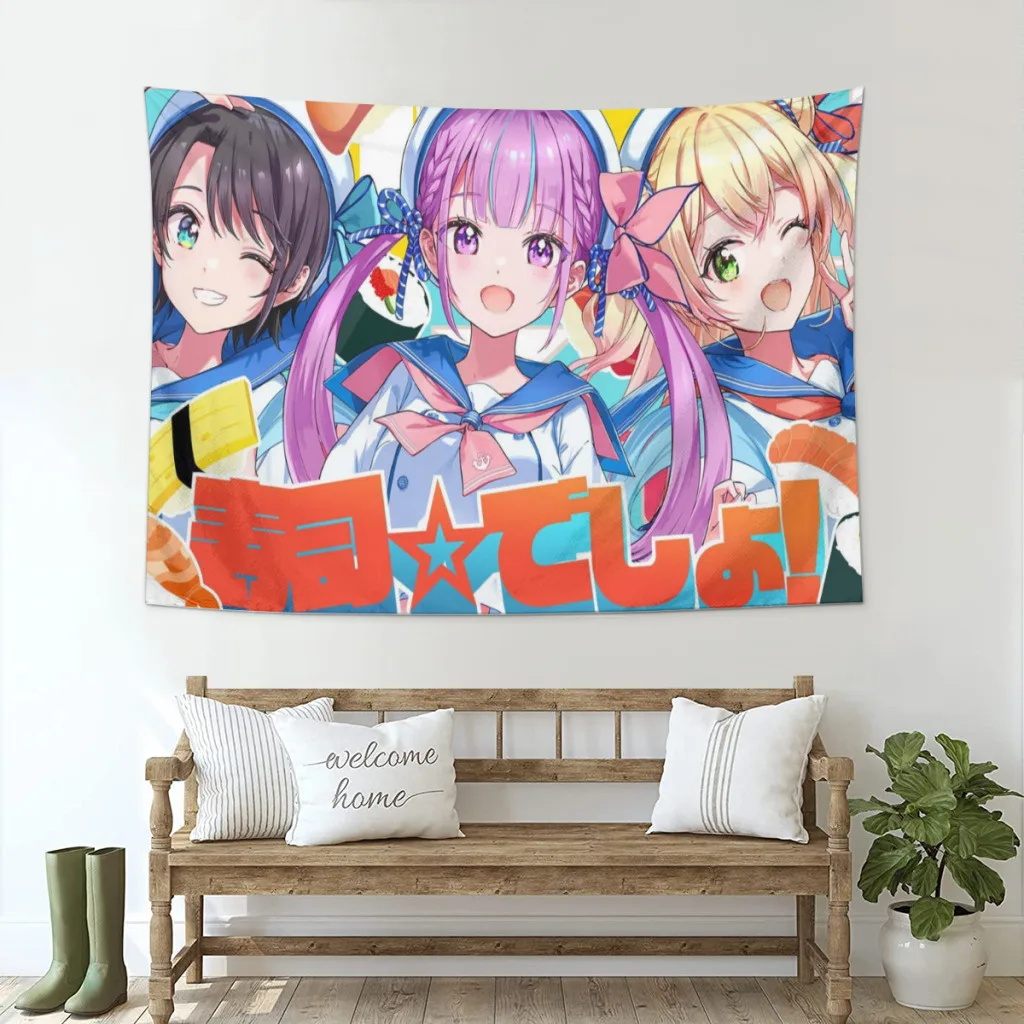 

Hololive Tapestry Kawaii Japanese Anime Cute Home And Decoration Wall Art Tapestries Room Decors