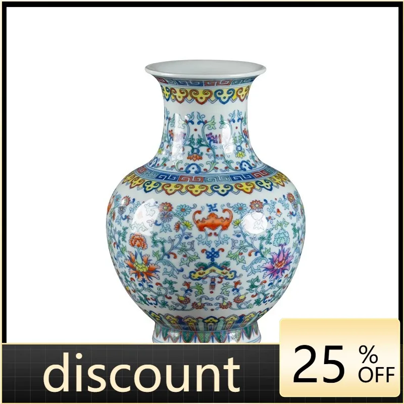 LMM hand-painted bucket color blue and white porcelain ornaments vase living room Bogu frame home porcelain vase decorations