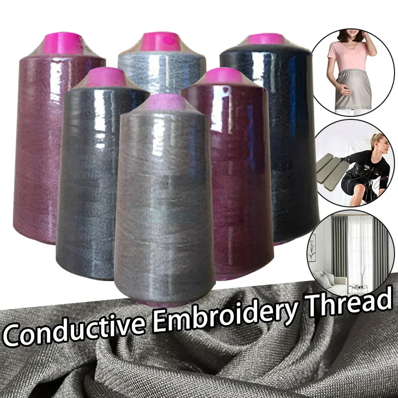 1 Roll Conductive Embroidery Thread Touch Screen Glove Fingertip Antistatic Computer Embroidery Yarn 32S/2 Sewing Thread