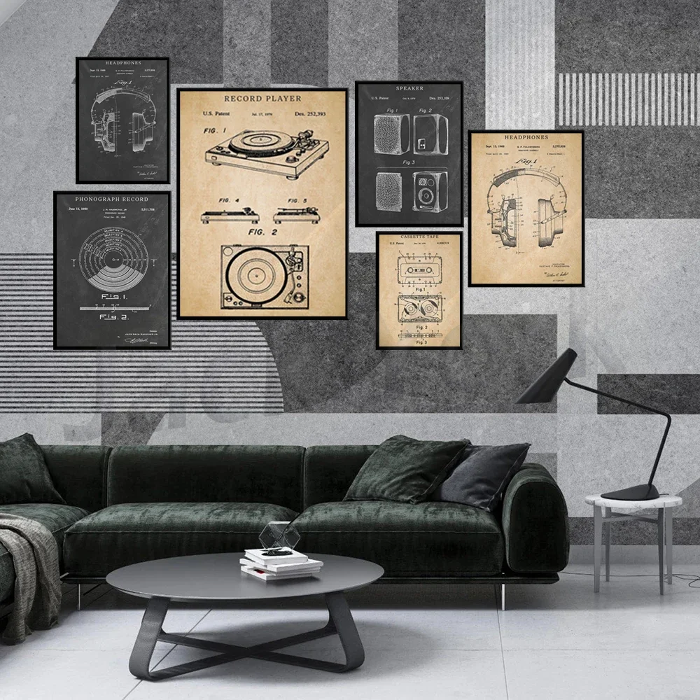 DJ Audio Patent Prints, Music Room Wall Art Vintage Poster Decor Gifts