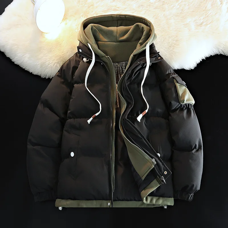 male Outerwear hooded jacket Men's winter loose jacket Cotton coat man fashion parkas Men windproof thick warm Down Jacket M-3XL
