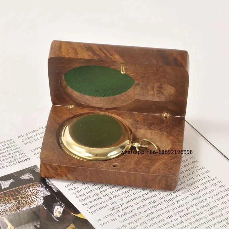 India Imported Portable Pocket Watch Car Compass Outdoor Mountaineering Camping High Precision Wooden Box Packaging Compass Need