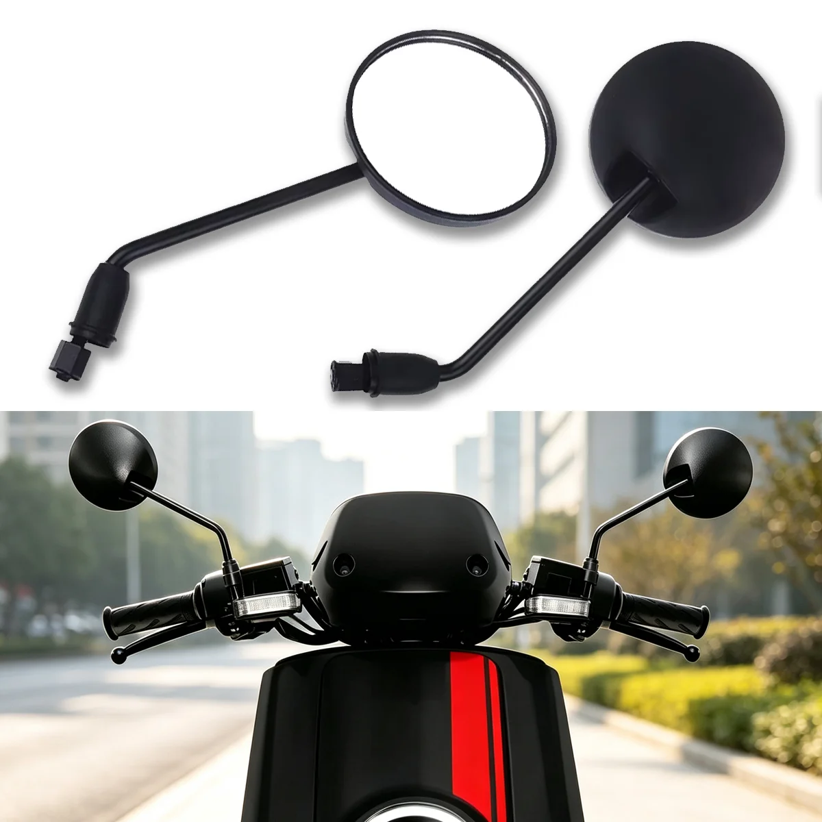 8mm Motor Mirror Bar End Rearview Side Mirror Black Motorcycle Scooter E-Bike Cafe Racer Retro Retrovisores Para Motocicleta