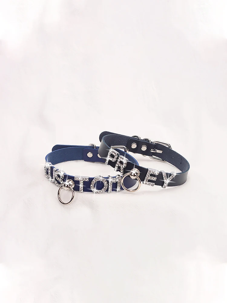 

Fashion Round Pendant PU Leather Choker Necklace Jewelry For Women Gothic Punk Hip Hop Rock Collar Choker Custom Name