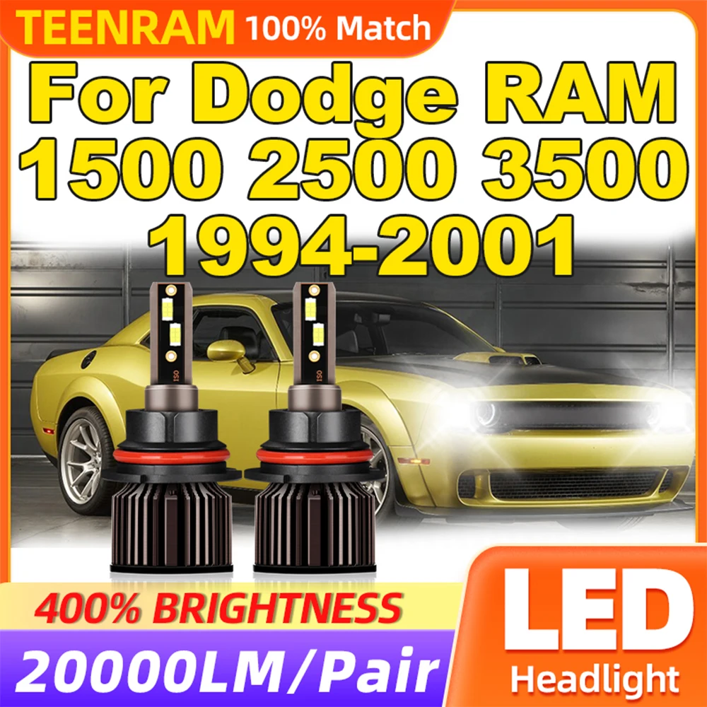 120W Canbus LED Headlights 20000LM Car Headlamps 6000K Turbo Lamps 12V 24V For Dodge RAM 1500 2500 3500 1994-1998 1999 2000 2001