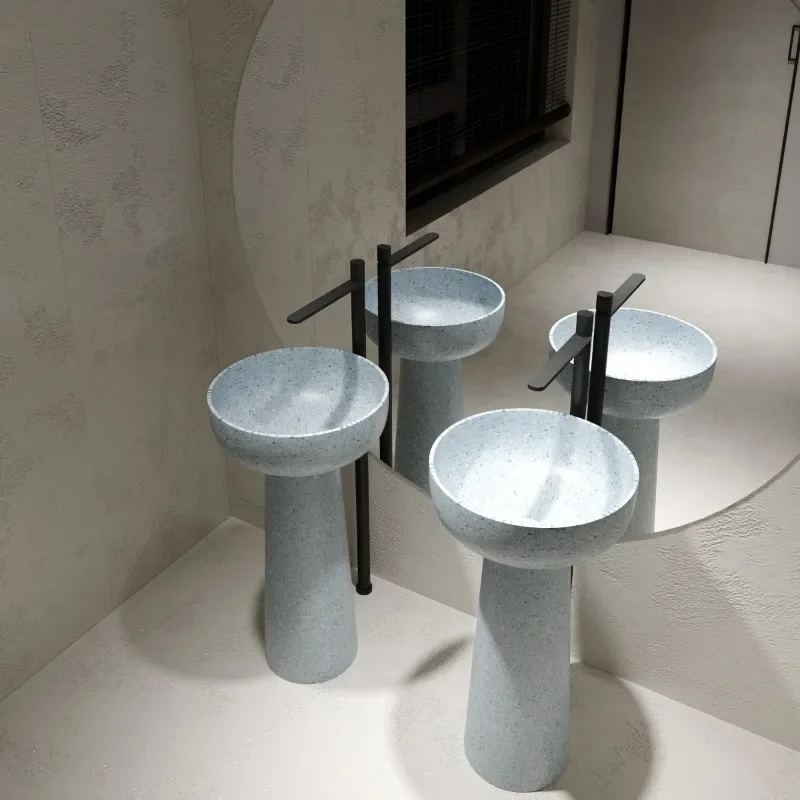 

Blue terrazzo floor-to-ceiling hand washing column basin hotel homestay courtyard pool sink