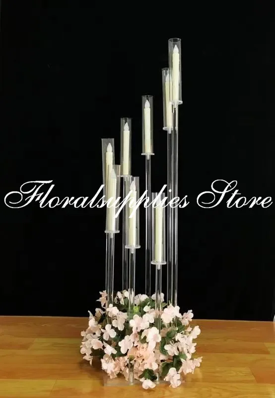 

2019 New Acrylic Candlestick 8 Heads Candle Holders Wedding Candelabra Table Centerpieces Holder Candelabrum Home Decor