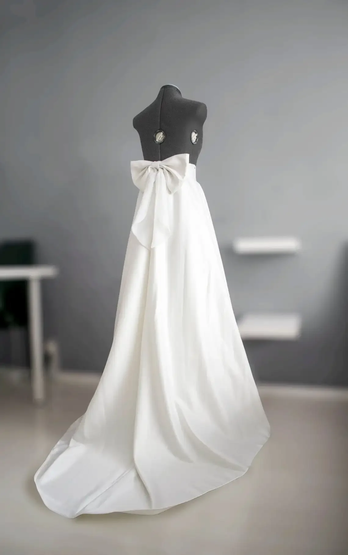 Wedding skirtes with a big bow Bridal train satin skirt Wedding gown skirt  Formal skirt  custom size