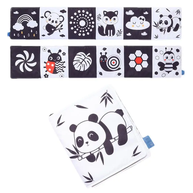 Cloth Books for Babies Early Education Brain Development High Contrast Sensory Toys Black and White Cloth Book Take Along Toy