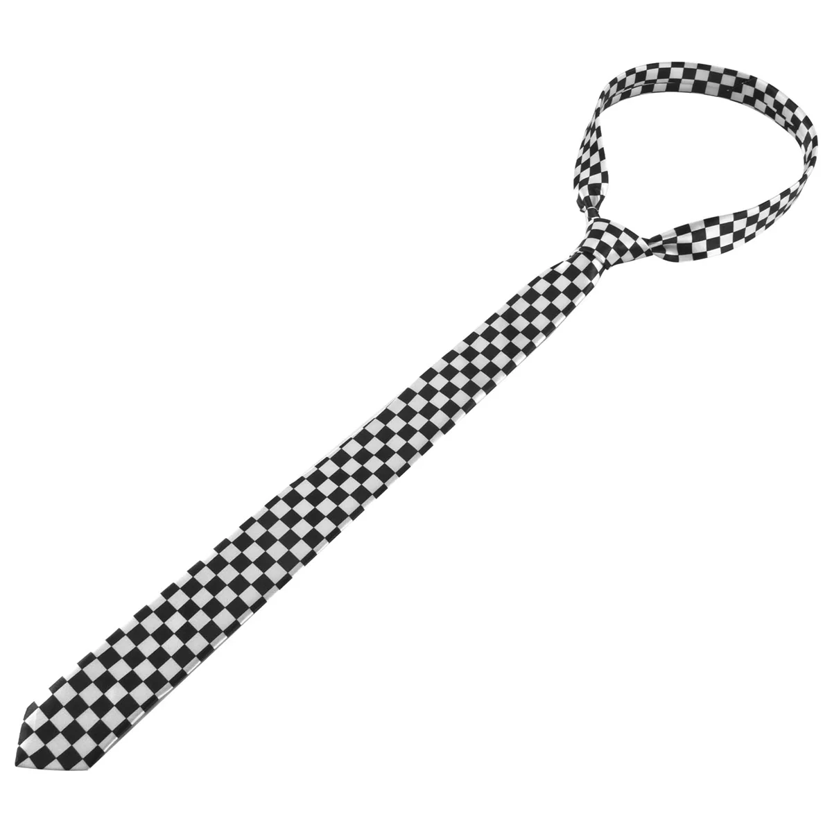 Mens Black White Plaid Checkered Necktie Neck Tie