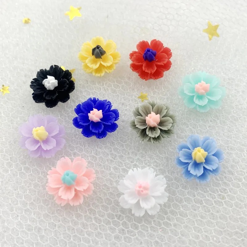 12*13mm 50 pçs/lote estilo mulity resina traseira plana cabochão scrapbook, flor margarida strass casamento decorar-b52