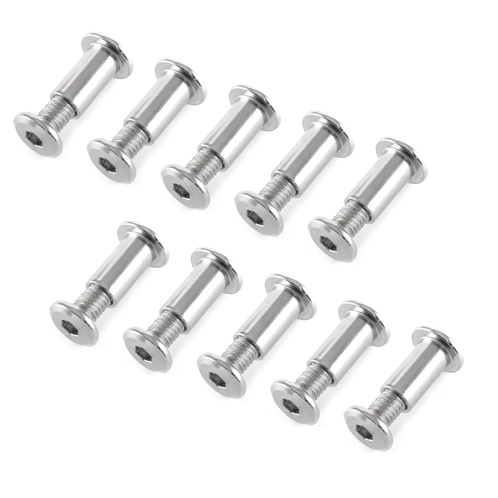 10 Pair(20Piece) Hex Drive Socket Cap Bolt with Allen Wrench Silver Furniture Connector Bolts M6 Countersunk Screw Barrel Nuts