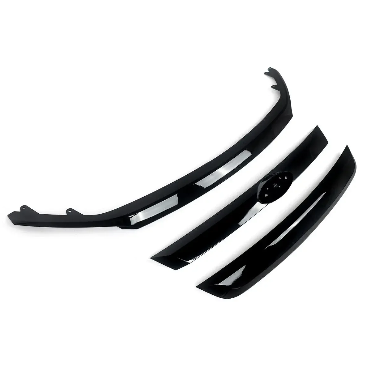 For Ford Fusion 2010-2012 2011 Front Upper Grille Molding Trims Gloss Black 3pcs