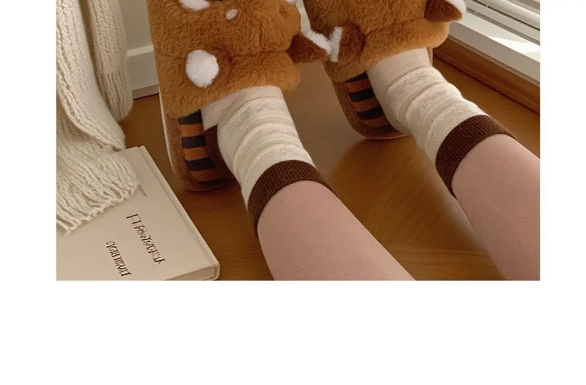 Niedliche braune Waschbär-Hausschuhe für Damen und Herren, große Größen, Tierfell-Slipper, flauschige Hausschuhe für Paare. – Detail 22
