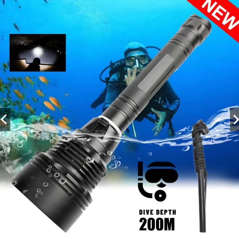 

10000mah 5000M IPX8 Professional XHP90.2 Led Diving Flashlight Underwater Lamp Scuba Diving Torch Lamp White And Yellow Light