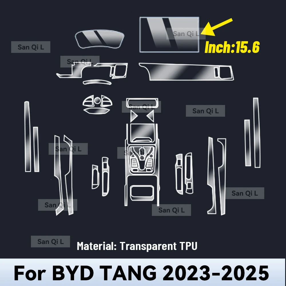 For BYD TANG EV DM I 2023 2024 2025 TPU Car Navigation Screen Film Gearbox Protective Sticker Anti-scratch Interior Accessories
