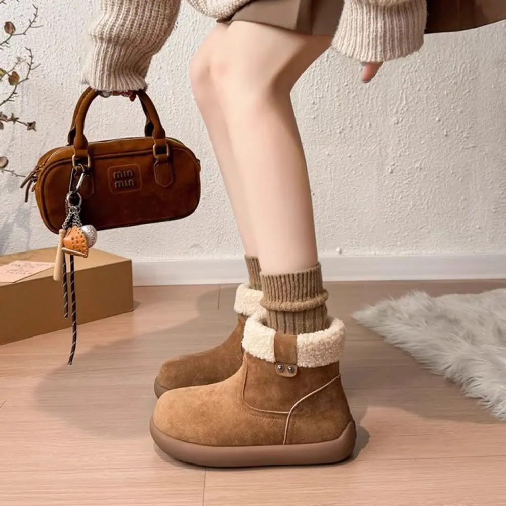 

Casual comfortable snow boots women winter retro plush cotton shoes simple warm short boots Fashionable versatile women shoes
