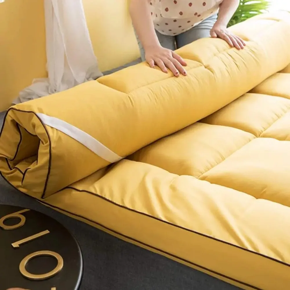 

Traditional Tatami Futon Mattresses,Japanese Tatami Sleeping Floor Mat Cotton Thicken Quilting Foldable Mattress Yellow Queen