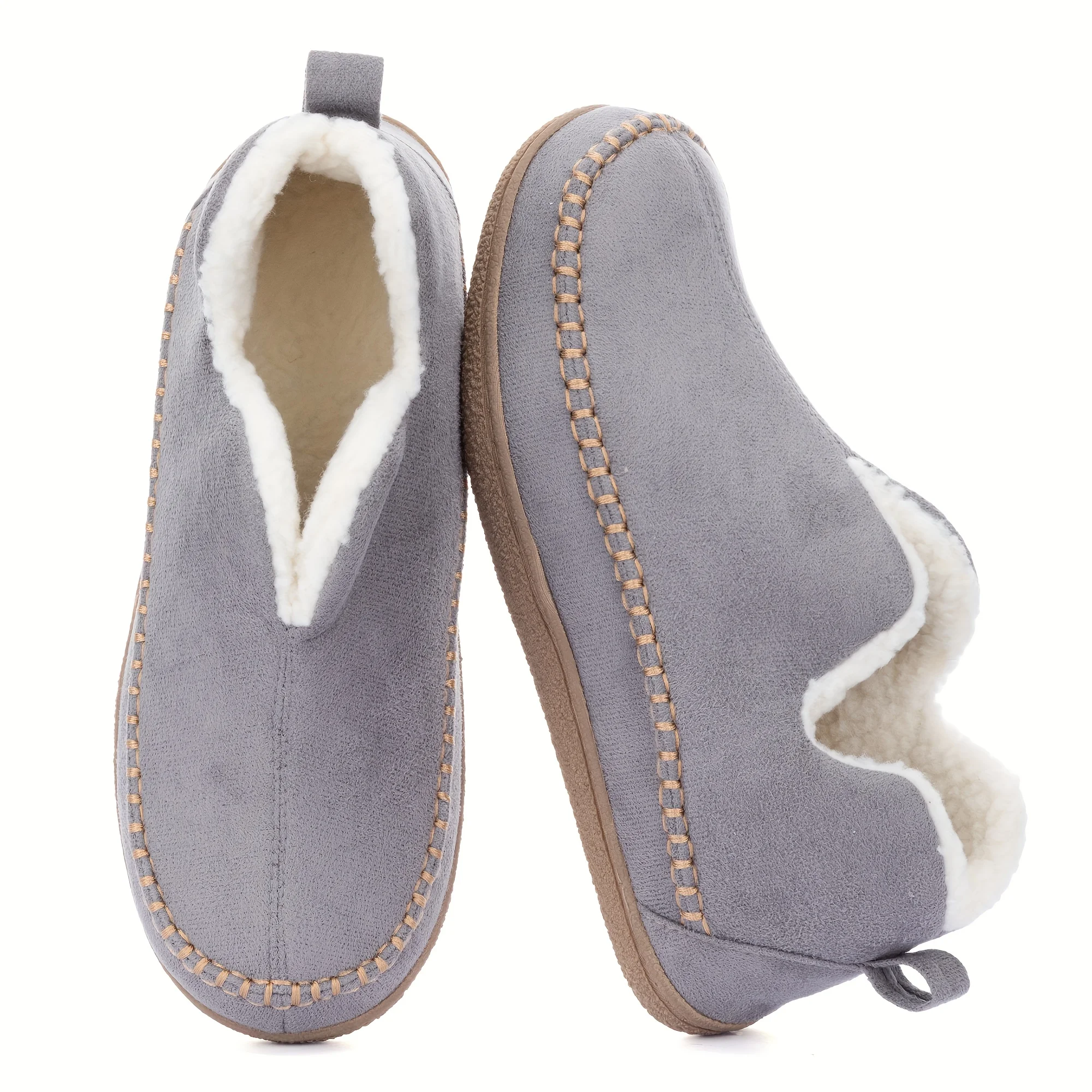 شبشب صوف مريح بنعل غير قابل للانزلاق. أحذية منزلية للاستخدام الداخلي/الخارجي لجميع المواسم. قابل للغسل في الغسالة. تسوق الآن! #2