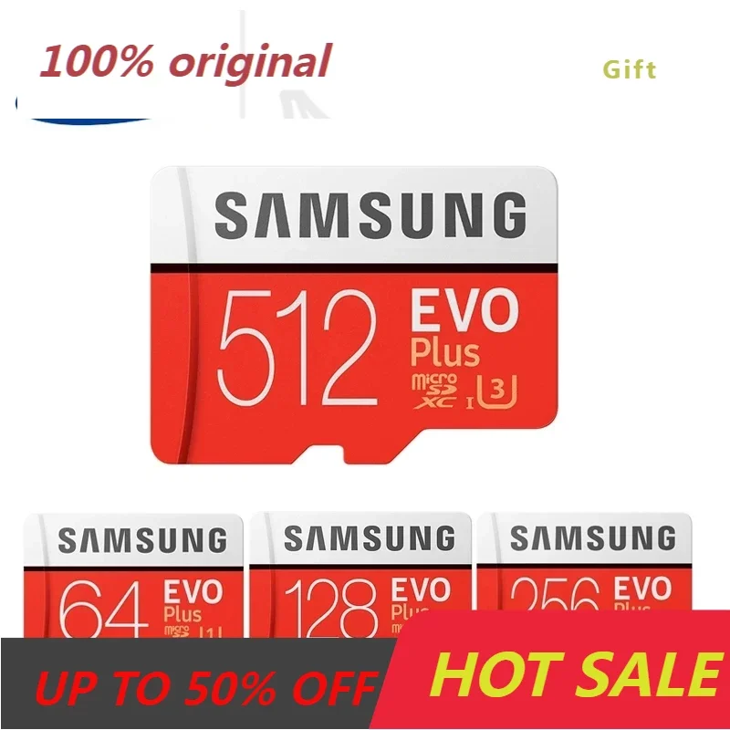 

SAMSUNG EVO Plus MicroSD Card 128GB original Flash Memory Card 32GB 64GB TF Card 256GB 512GB Class 10 UHS-I High Speed Microsd