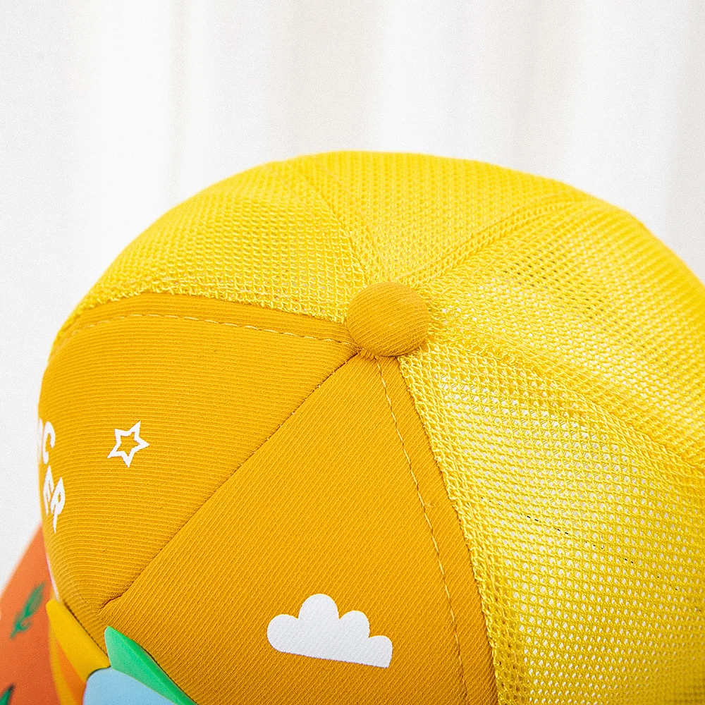 Cartoon Dinosaur Baseball Cap Adjustable Summer Mesh Sun Hat Breathable Baby Boy Peaked Cap For Kids 2-6 Years