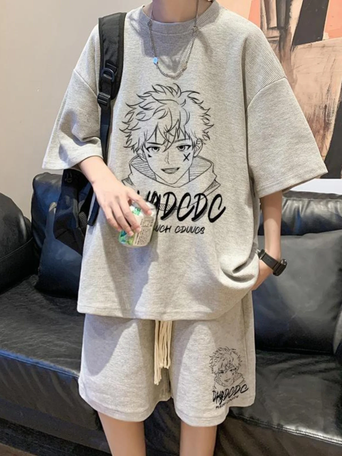 

Heavyweight Pure Cotton Spor ort Sve Two-Piece Set for Teens And Men Special Large Size Comfortable Summer Outfit