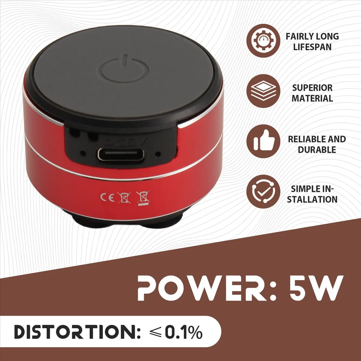 Punctual- Mini Bone Conduction Speaker Vibration Stereo Audio Digital for TWS Wireless Bluetooth Speakers Portable Metal