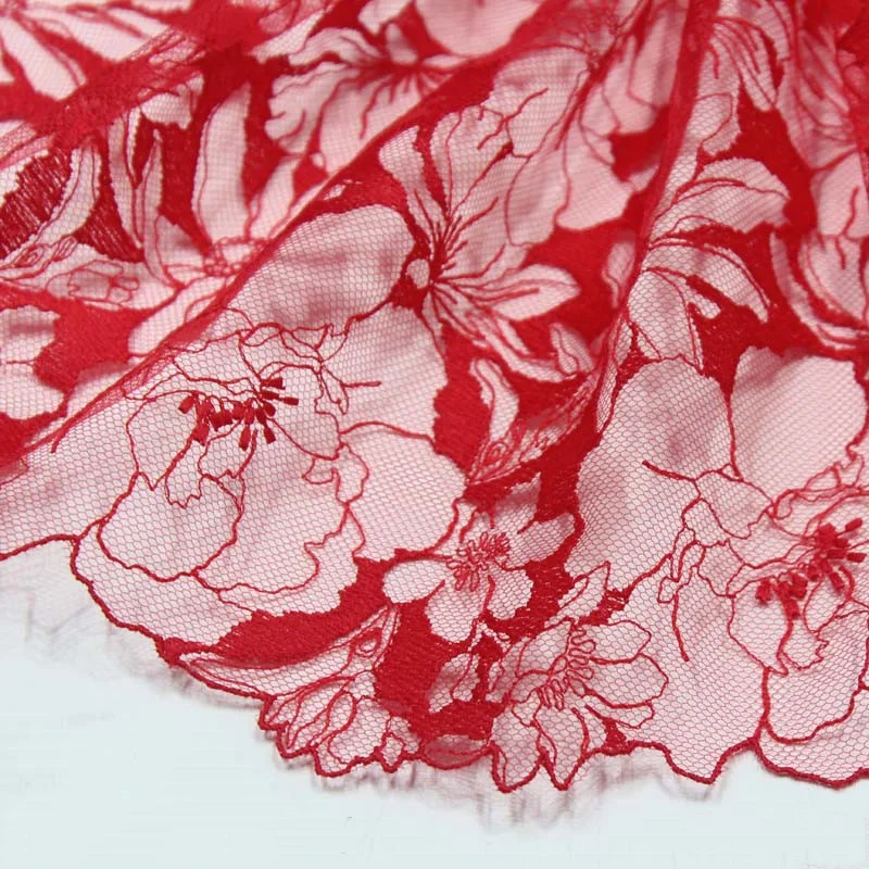 

30 ярдов/лот, красная вышитая кружевная тесьма, ткани для рукоделия, аксессуары для нижнего белья, двухцветные вышитые кружевные ткани для платьев и поделок, 2026