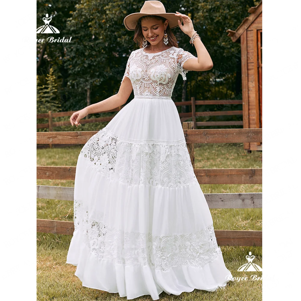 Roycebridal-Vestido de Noiva com Cauda Varrer, Linha A, Vestido Branco, Vestidos De Noiva Para Noiva, Vestido De Festa, 2022