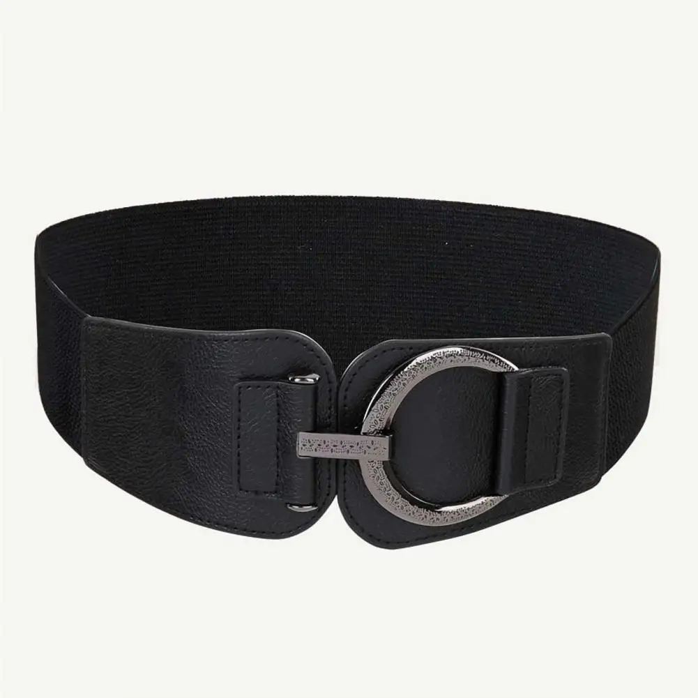 Verstelbare Tailleband Voor Vrouwen Zwart Elastische Taille Riem Elastische Korset Riem Voor Vrouwen Lichaam Tailleband Met Metalen Gesp Breed