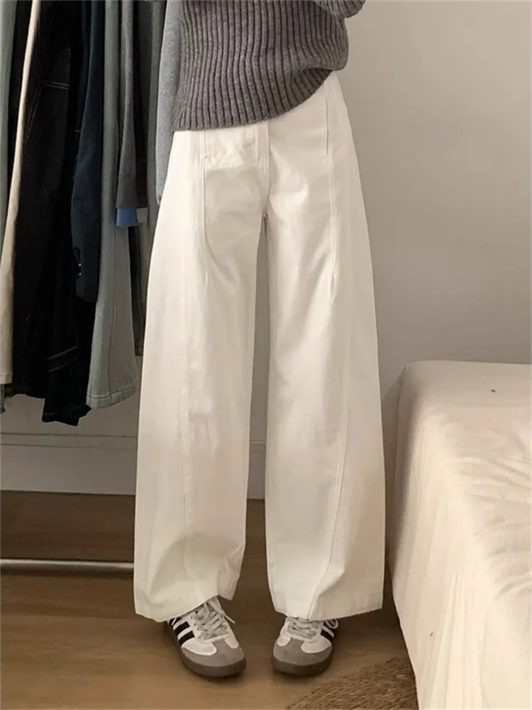 

High Waist Wide Leg Jeans Women's Summer New Sle Loose Fit Straight Cut Loose Jeans plus Size White Casual High Waist Jeans
