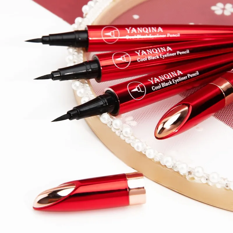 Quick Dry Liquid Eyeliner Pen With Hard Tip All Day Wear Smudge Proof Formula In Deep Jet Black Color For Perfect Lines 1PCS Red