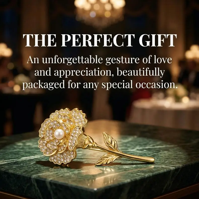 Luxury Metal Pearl Carnation Brooch for Women Creative Flower Pin for Fashion Accessory Party Wedding Outfits
