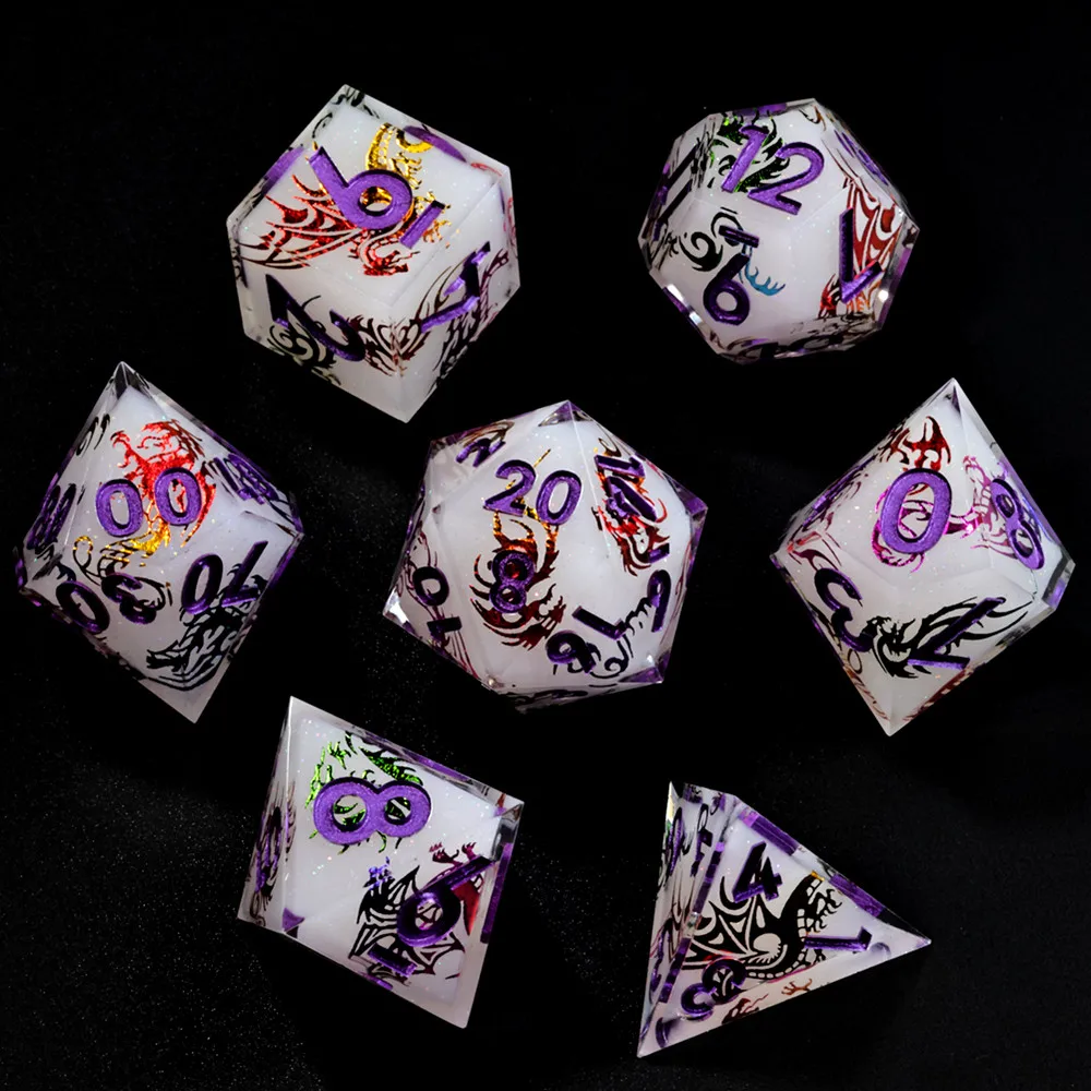 MINI PLANET New Design Dice Pre-sale 3D Printing Skull Dice Set Polyhedral Resin Liquid Core Dice For RPG Sharp DND Dice Sets