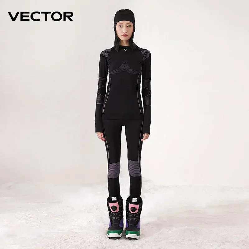 VECTOR Men Women Ski Thermal Underwear Sets Quick Dry Functional Compression Tracksuit Tight Snowboarding Tops and Pants Adult