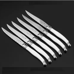6-8pcs Laguiole White Steak Knife Set Black Dinner Knives Colorful Table Knifes Mix Colorful Cutlery Stainless Steel Flatware