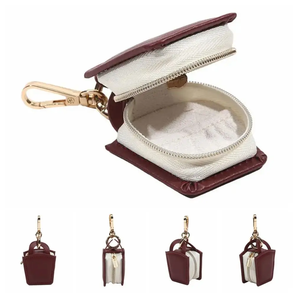 

Mini Jewelry Bag Keychain Pendant Holder Necklace Bracelet Earrings Ring Packing Box PU Leather Organizer Jewelry Storage Case
