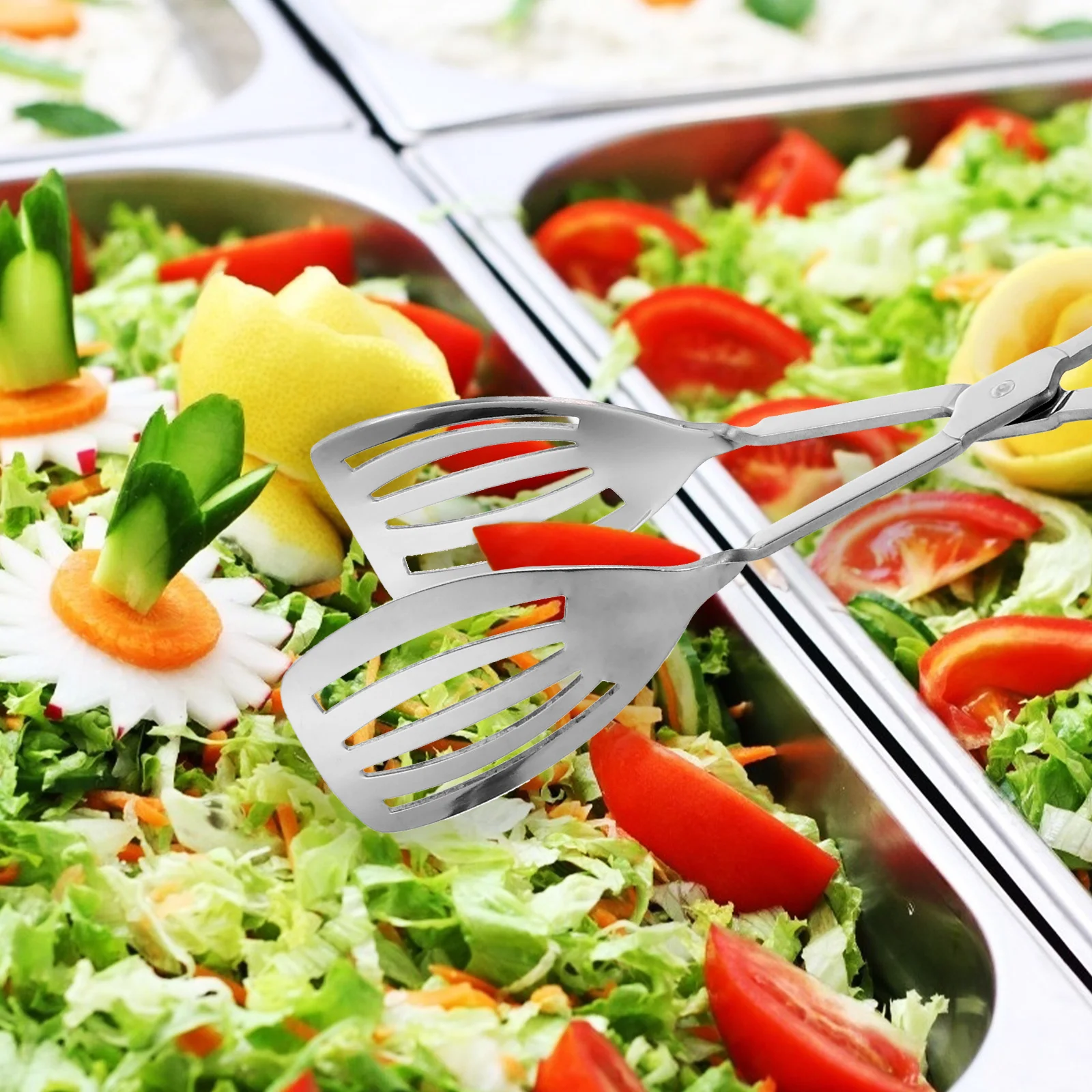 

Buffet Tong Stainless Steel Locking Food Tongs For Salad Fruits Cooking Grilling Bbq Serving Kitchen Clamp