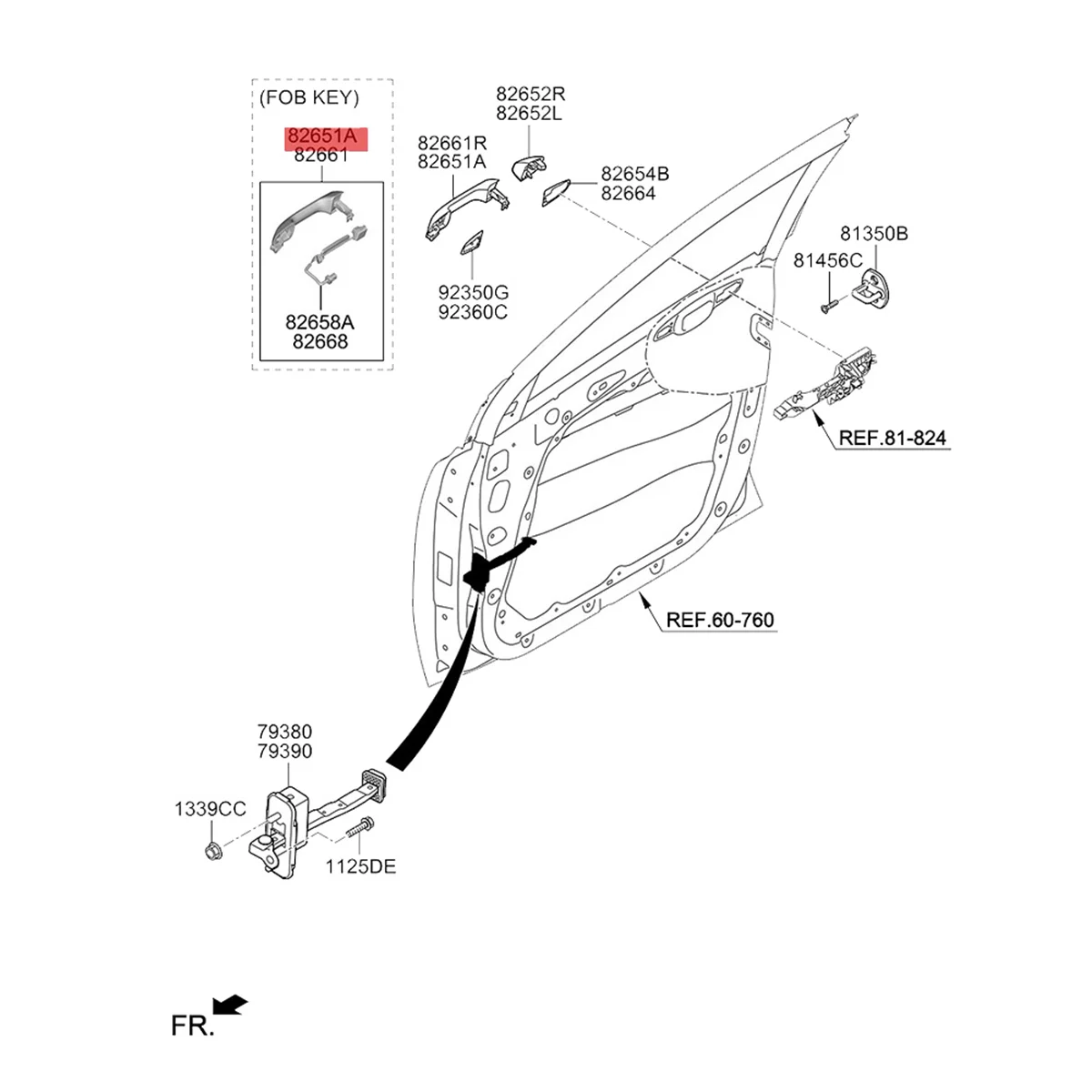 1Pair Front Door Smart Handle Button 82661-D9710 82651D9710 for Kia Sportage 2016-2021 Outside Puller Small Switch