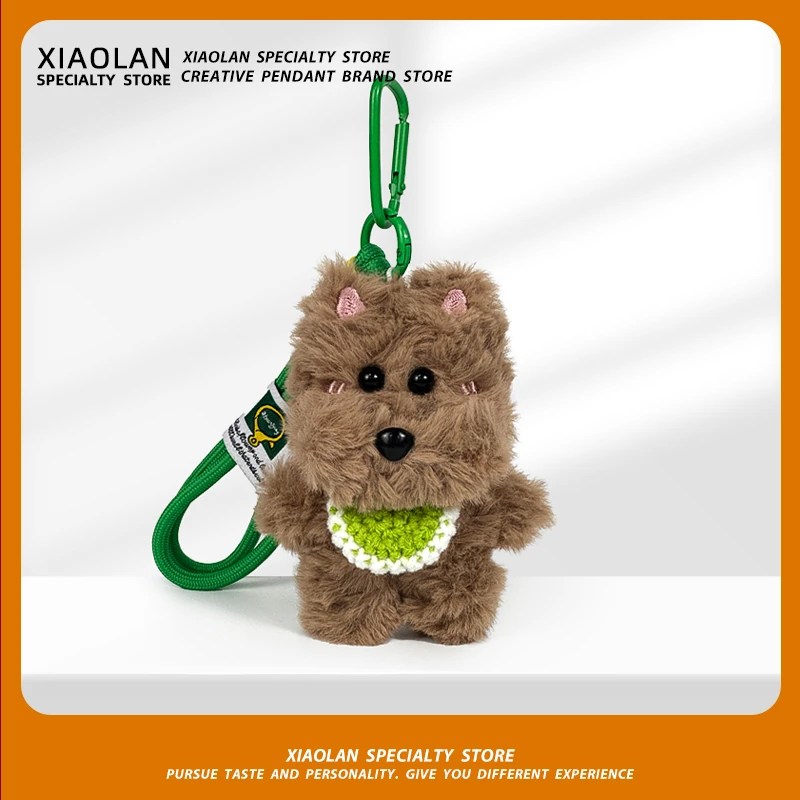 Westie – porte-clés chiot en peluche douce, mignon, ornements de voiture, décoration de sac à dos, Mini poupée au Crochet faite à la main, cadeau d'anniversaire