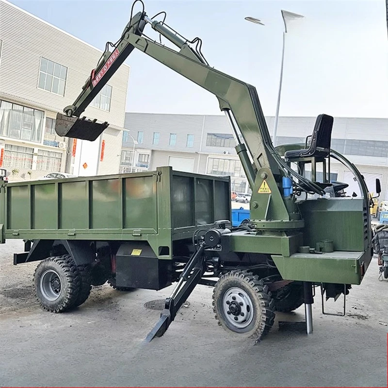 

Excavation agricultural transporter four-wheel wheel creeper with excavator