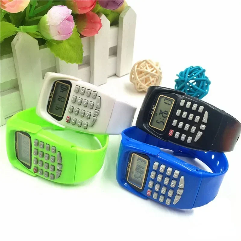 Calcolatrice elettronica per bambini data in Silicone tastiera multiuso orologio da polso Mini calcolatrice