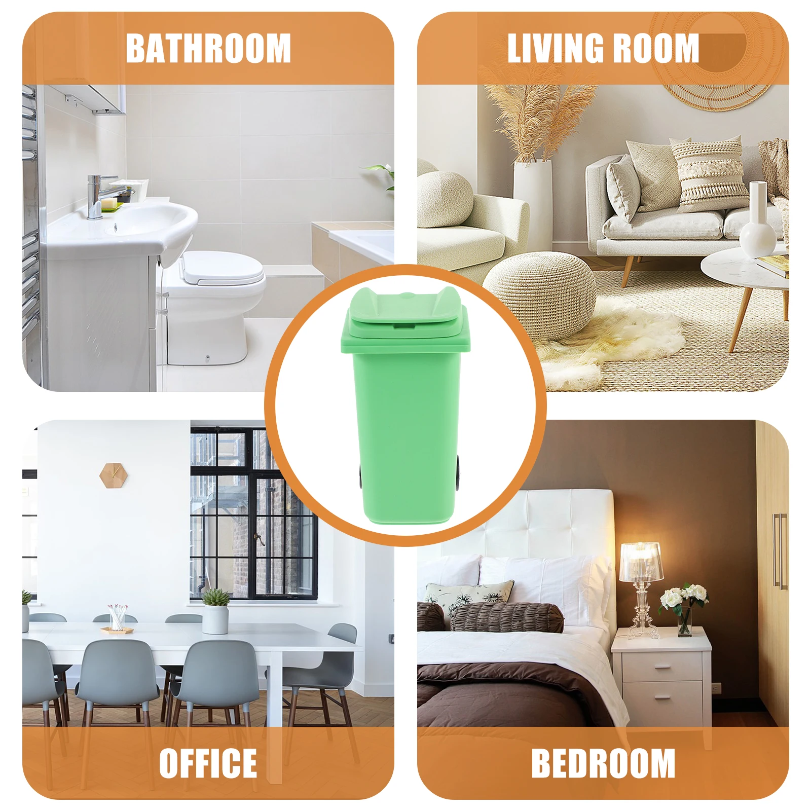 

Trash Bin Desktop Mini Can Stainless Garbage Storage Barrel Small Waste Recycling Green Office