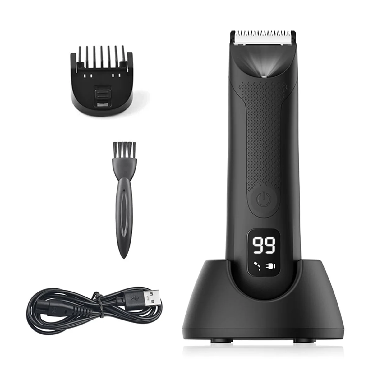 Trimmer for Men Replaceable Ceramic Blade Heads Waterproof Wet/Dry Groin & Body Shaver Groomer,B