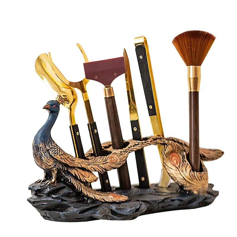 Tea ceremony six gentlemen accessories kung fu tea set supplies tea clip tea knife tea cup holder tea pen tea scraping tea tool view 5